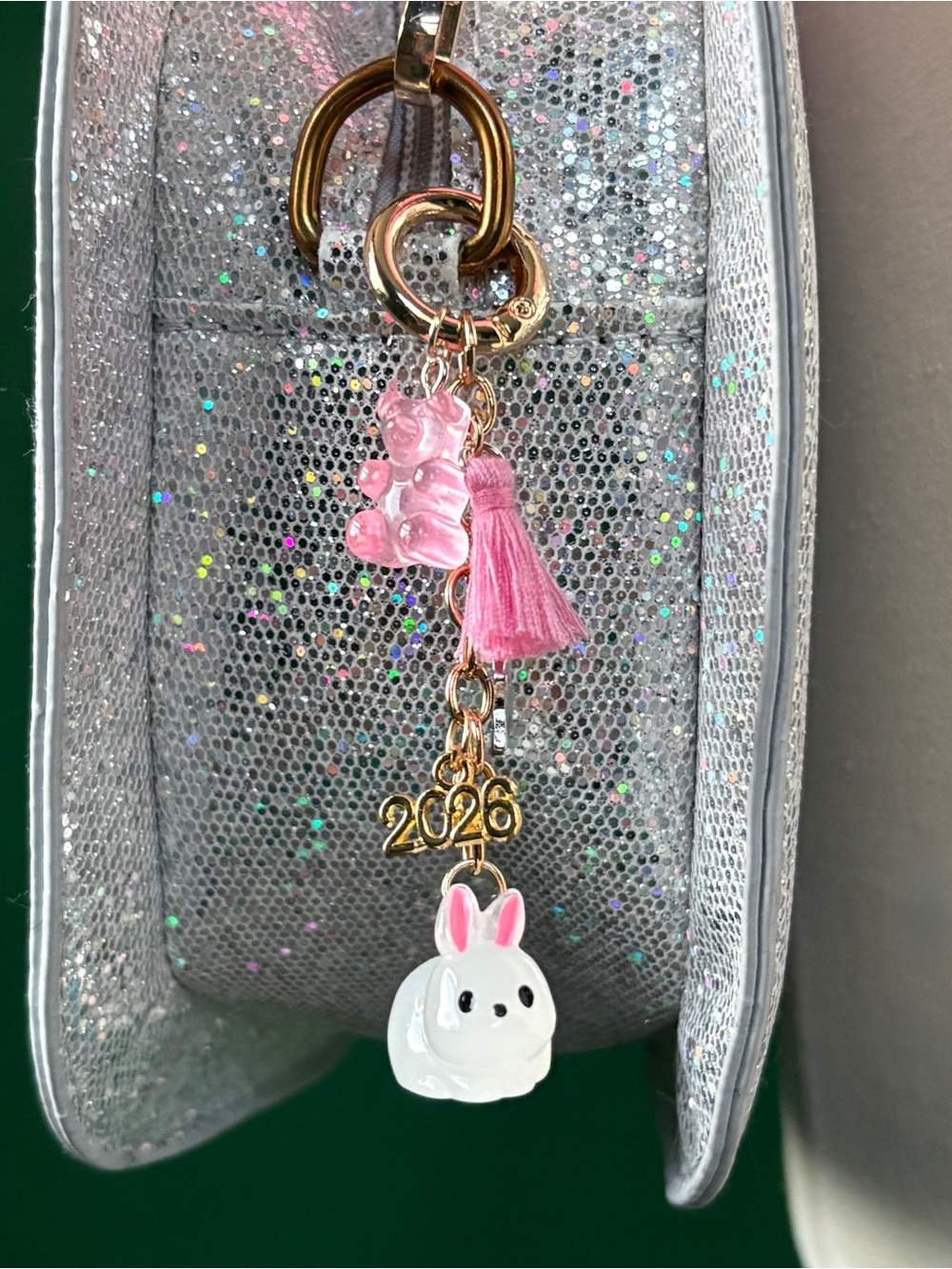 Silver Glitter Tequila Bottle Purse Bag Gold Chain Embroidered Y2K Bag Charm Fun - Picture 9 of 11